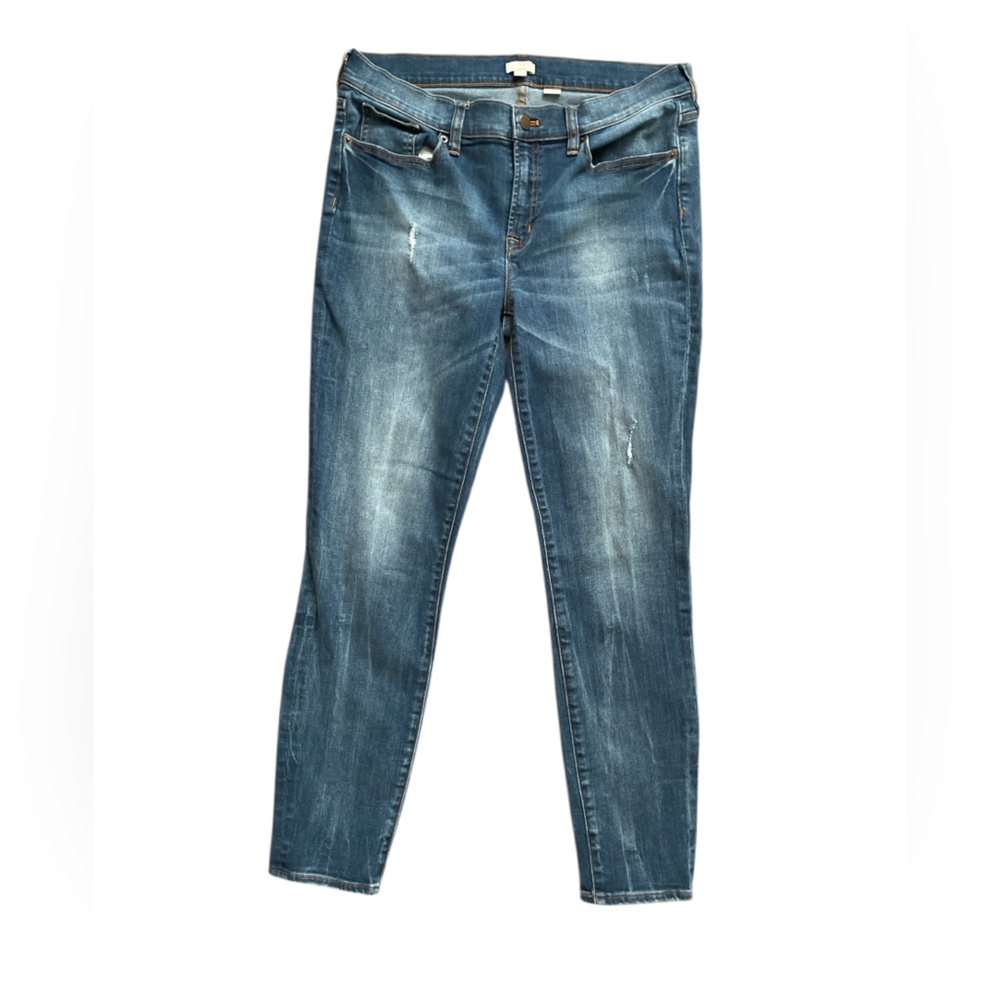 J. Crew Stretch Skinny Stretch Jeans Size 31 Womens Blue Denim Distressed E7486 - Picture 2 of 4